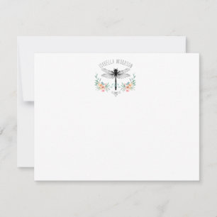 Carte de note florale de libellule rustique