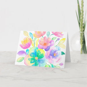 Carte de note florale Rainbow Colors Aquarelle