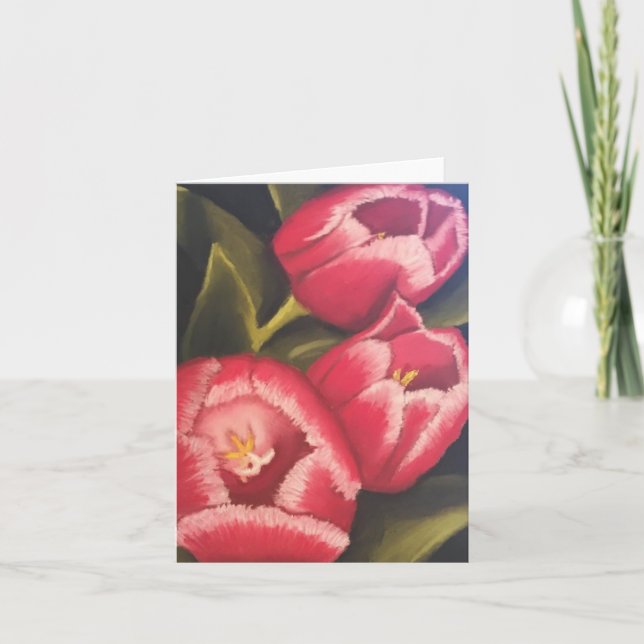 carte de note florale tulipe rouge (Devant)