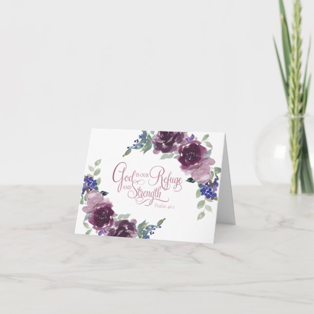 Carte de note florale violette refuge et force (Devant)