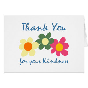Carte de note Flower Merci blanc
