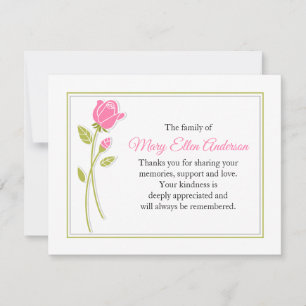 Carte de note funéraire Rose Rose Flat Bereavement