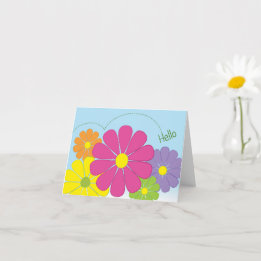 Carte de note Hello Flowers joyeux