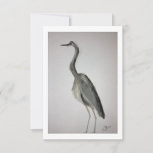 Carte de note Héron bleu avec enveloppe - Art orig