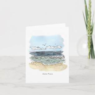 Carte de note heureuse d'endroit de plage