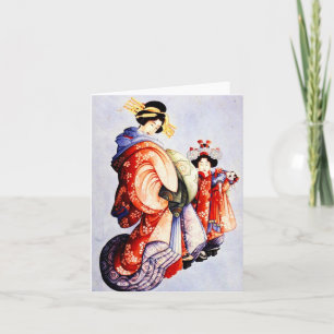 Carte de note Hokusai Oiran et Kamuro
