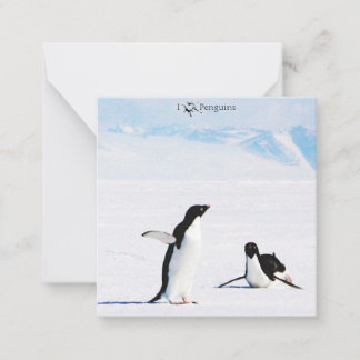 Carte de note I Luv (Coeur) Pingouins