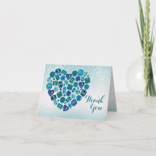Carte de note incrustée de bijoux de Merci de
