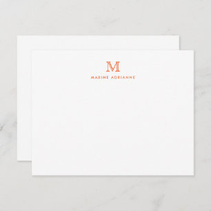 Carte de note initiale simple orange moderne Monog