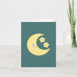 Carte de note Kawaii Moon et Stars