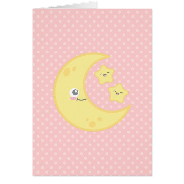 Carte de note Kawaii Moon et Stars (Devant)