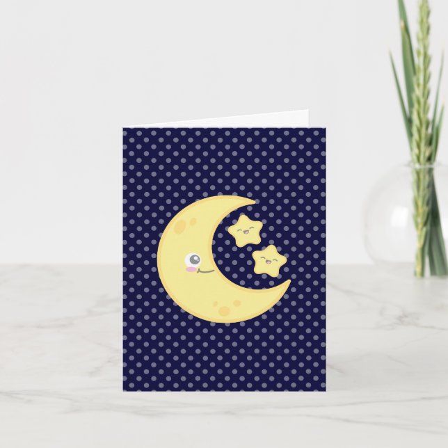Carte de note Kawaii Moon et Stars (Devant)