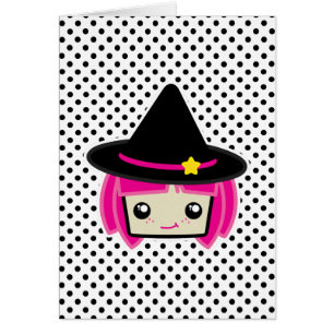 Carte de note Kawaii Pink Haired Witch