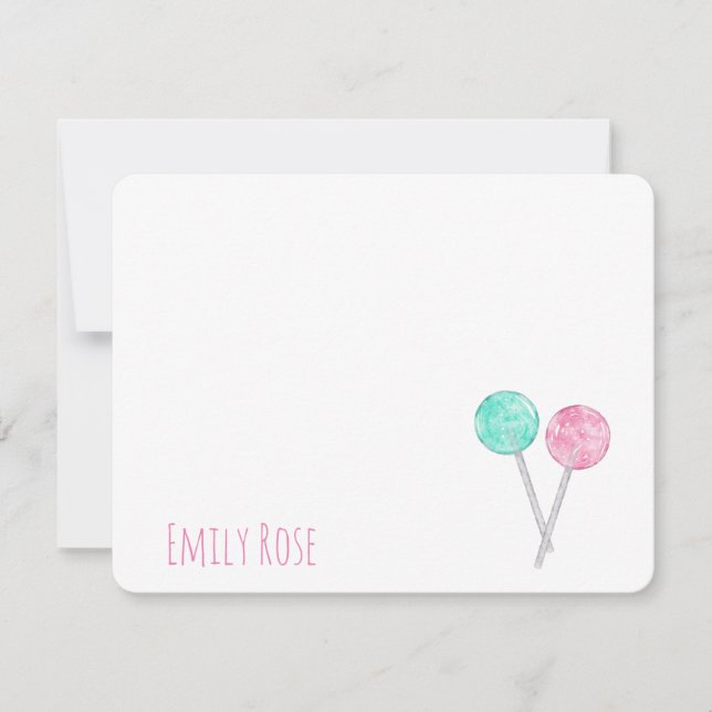 Carte de note Lollipops aquarelle personnalisée (Devant)