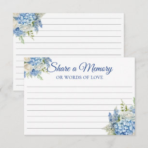 Carte de note mémorielle d'hortensia bleu Partagez