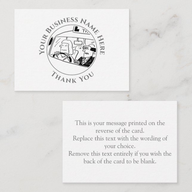 Carte de note Merci à l'instructeur de conduite (Devant / Derrière)