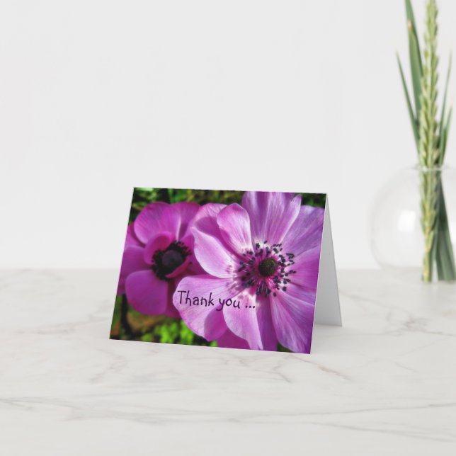 Carte de note Merci - Anemone violette (Devant)