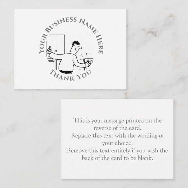 Carte de note Merci au plombier (Devant / Derrière)