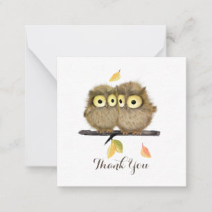 Carte de note Merci aux chouettes bébés mignonnes