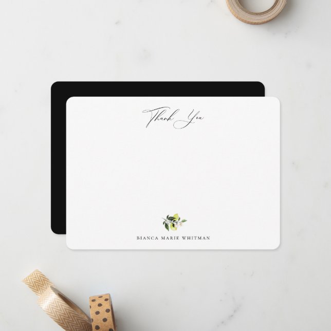 Carte de note Merci aux citrons botaniques (Devant/Arrière en situation)