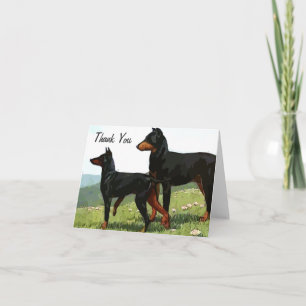 Carte de note Merci Doberman Peint vintage
