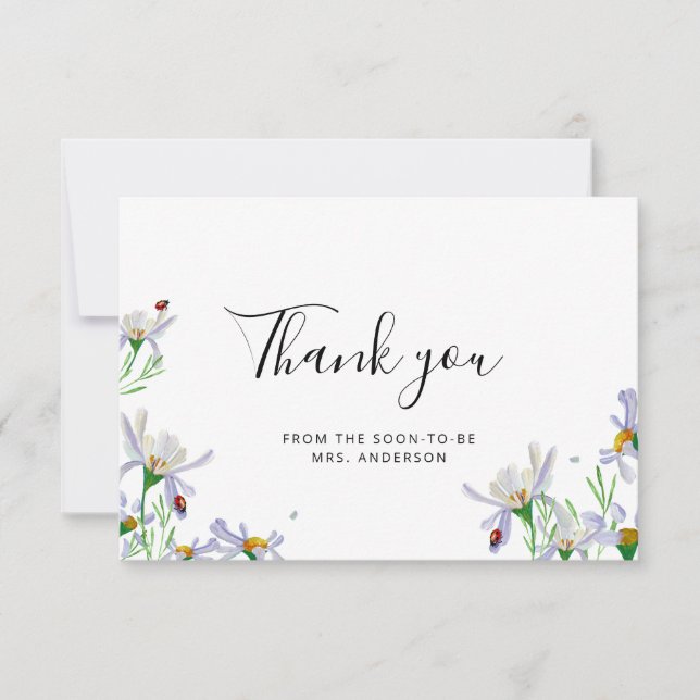 Carte de note Merci fleur sauvage (Devant)