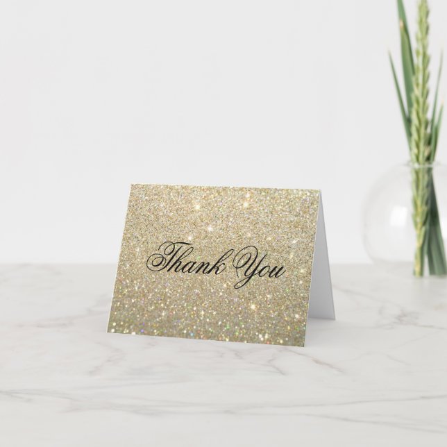 Carte de note Merci - Gold Parties scintillant Fab (Devant)