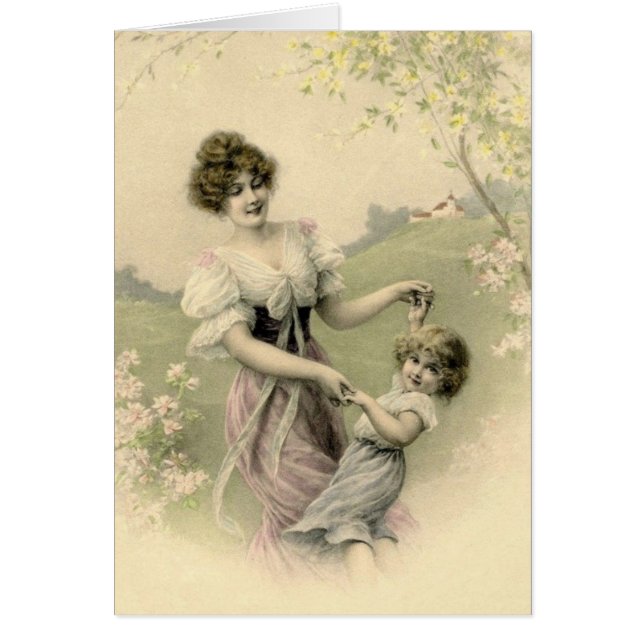 Carte de note mère et enfant victorienne (Devant)