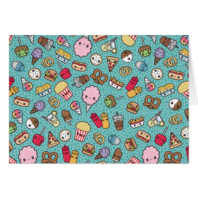 Carte de note mignonne de nourriture industrielle (Devant Horizontal)