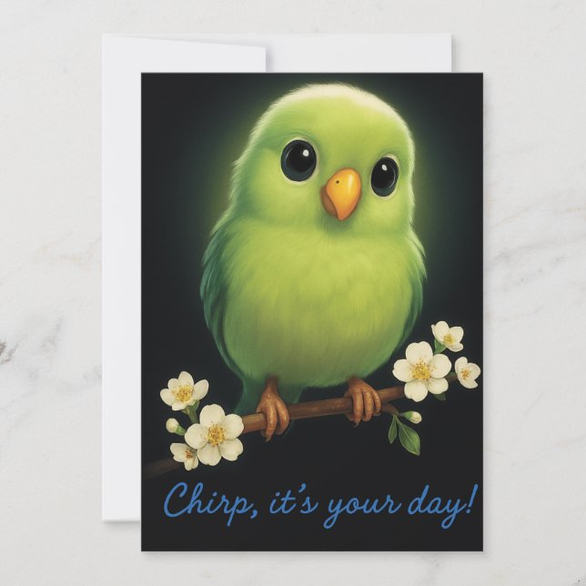 Carte de note Mignonne Green Bird Merci (Devant)