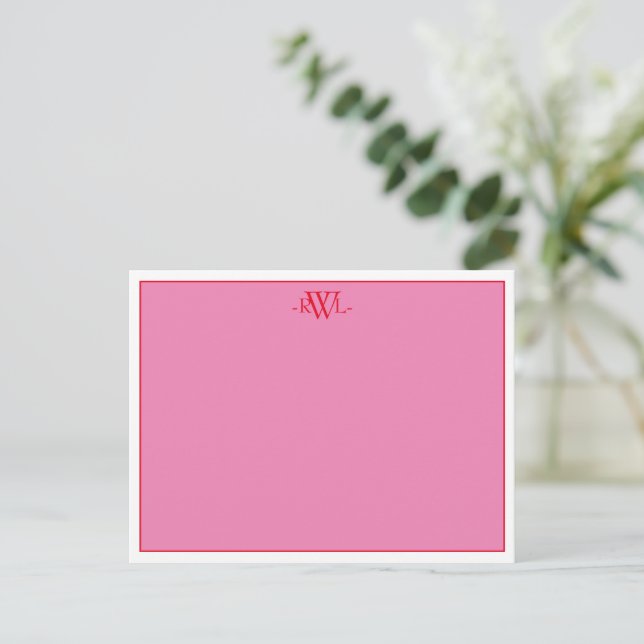 Carte de note minimale rose, rouge et blanche crêp (Debout devant)