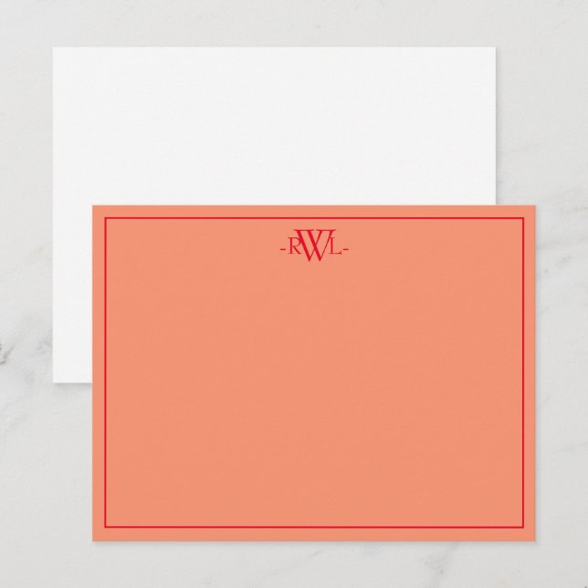 Carte de note minimale rouge orange et blanche (Devant / Derrière)