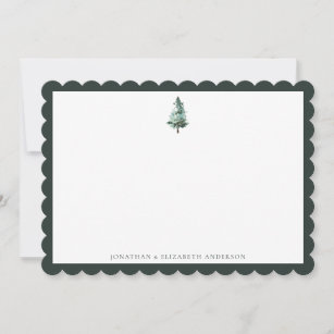 Carte de note minimaliste à écharpe de pin d'hiver
