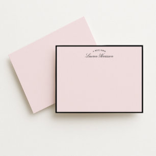 Carte de note moderne rose blush cadre noir