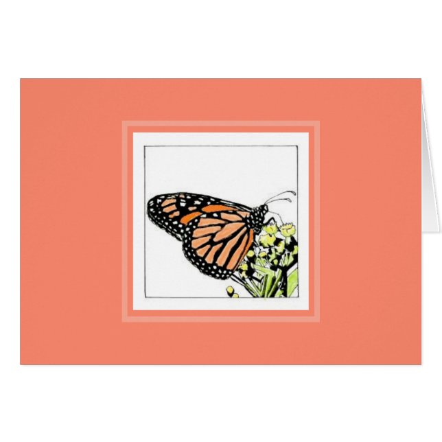 Carte de note Monarch Butterfly (Colorisée) (Devant Horizontal)