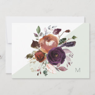 Carte de note Monogramme Florale Automne