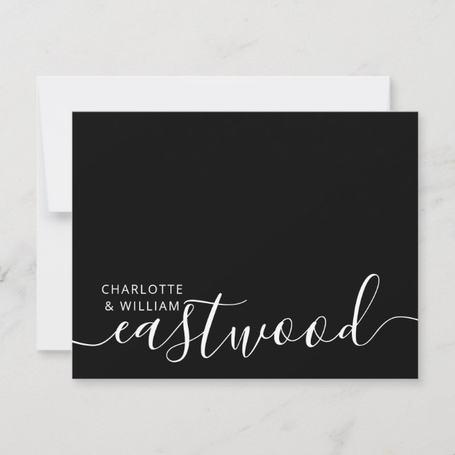 Carte de note Monogramme Mariage de nom de couple (Devant)