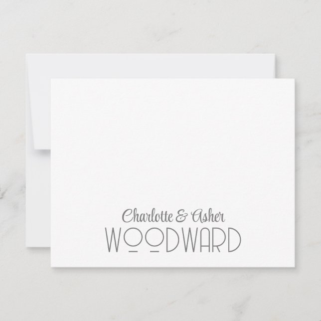 Carte de note Monogramme Mariage de nom de couple (Devant)