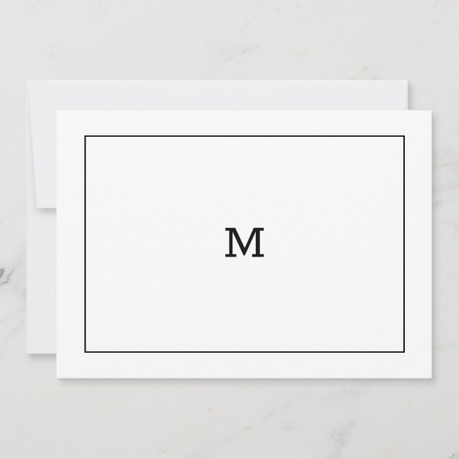 Carte de note Monogramme noir et blanc classique (Devant)