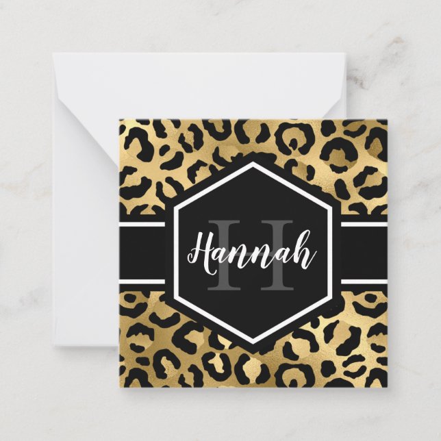 Carte de note Monogramme pour les points de léopar (Devant)