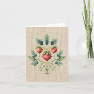 Carte de note motif vintage fraise