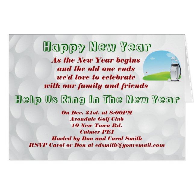 Carte de note New Years Party. (Devant Horizontal)