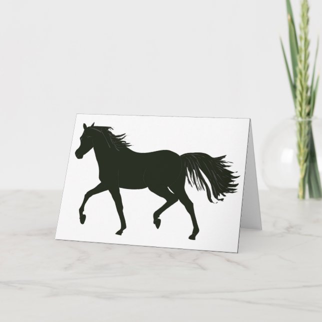 Carte de note noire de cheval de beauté (Devant)