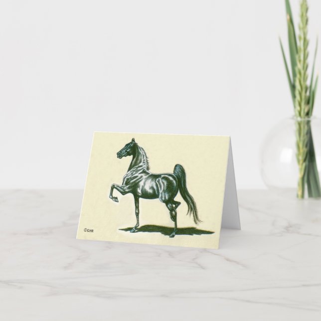 Carte de note noire de cheval de Saddlebred (Devant)