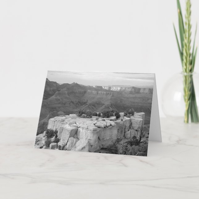 Carte de note noire et blanche de photo de canyon (Devant)