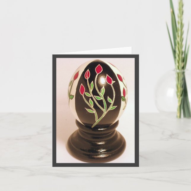 Carte de note Oeuf Rosebud Pysanka - Blanc à l'int (Devant)