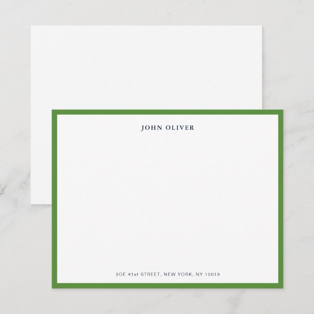 Carte de note officielle simple verte et marine (Devant / Derrière)