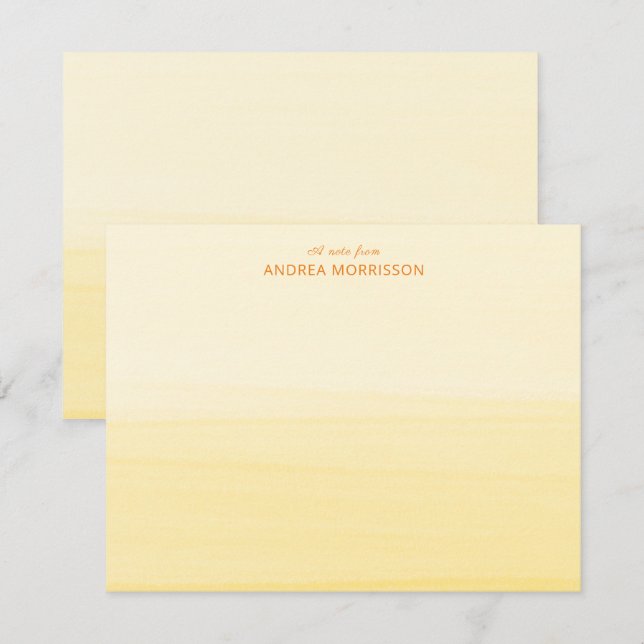 Carte de note Ombre couleur Aquarelle Jaune illumi (Devant / Derrière)