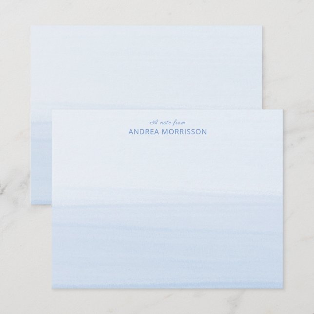 Carte de note Ombre couleur bleu azur moderne (Devant / Derrière)