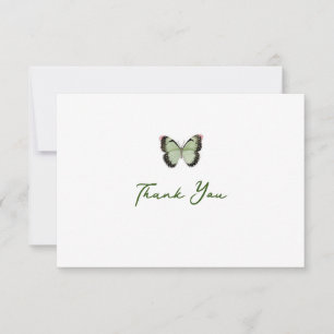 Carte de note Papillon aquarelle (vert)